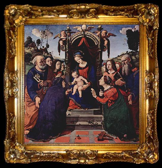 framed  Piero di Cosimo Maria mit dem Kind, Engeln, Hl. Katharina von, ta009-2